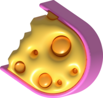 Piece of cheese, cheese icon, cheese realistic food, 3d rendering png