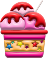 3d illustration. Cup of ice cream. Many colors. png