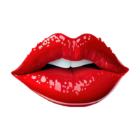 Pinky red lips with mouth slightly open and teeth visible with dripping color on the bottom . png