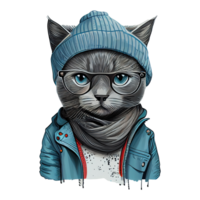 russo blu gatto . ai generato png