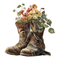 acuarela pintura de par de botas . ai generado png