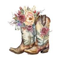 Watercolor Cowgirl Boots . png