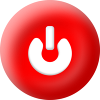 3D Turn Off button red and white Icon png pro