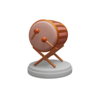 3D Illustration of Bedug Drum on the podium. Transparent Background. PRO PNG