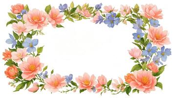 Frame of Botanical Flowers Background Illustration photo