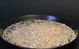 Rolled oats close up image. Macro photo