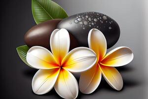 spa stones with frangipani. photo