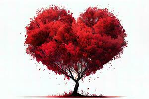 Surprising Red love tree heart shaped photo