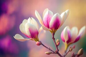 Blooming spring magnolia tree. photo