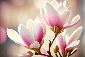 Blooming spring magnolia tree. photo