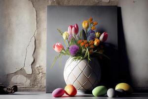Natural dyed easter eggs. Happy Easter. photo