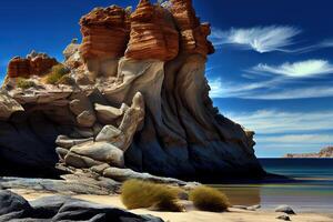 Scenic View Of Rock Formation In Sea. photo