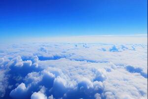 Aerial view of white cloud and blue sky. photo