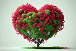 Excellent Digital art illustration of red blossom tree in heart shape photo