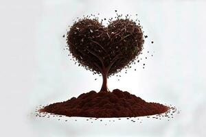 Excellent Hearts tree and pile of fertile soil isolated photo
