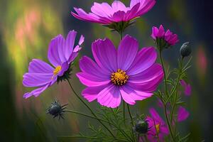 cosmos flor en el campo, bonito color. generativo ai foto