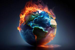 Overheating planet earth global warming campaign mixed media. photo