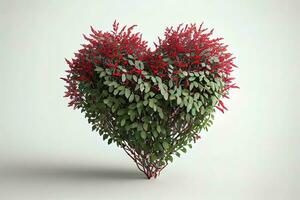 Surprising Red heart on bush or shrub photo