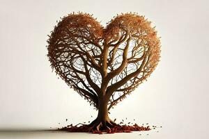 maravilloso corazón símbolo en el árbol foto