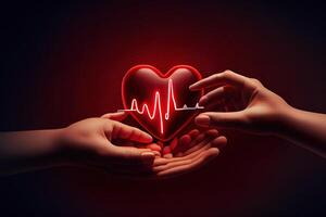 Health care, love and family insurance, world heart day, praying concept 3d rendering in white background. photo