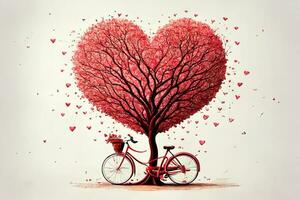 Excellent Love tree and bicyle with hearts photo