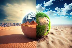 Concept on ecology, global warming, science, education. photo