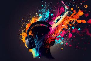 Music is the medicine of the mind lettering with headphone. photo