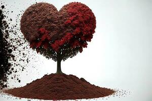 Excellent Hearts tree and pile of fertile soil isolated photo