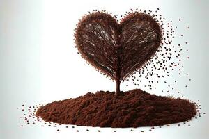 Amazing Hearts tree and pile of fertile soil isolated photo