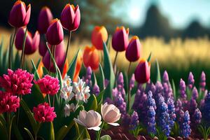 Field of spring flowers. photo