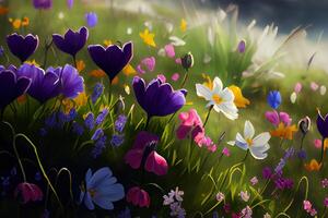 Field of spring flowers. photo