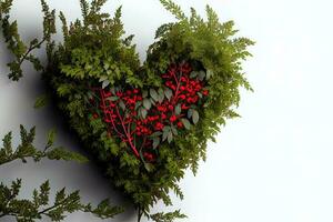 Amazing Red heart on bush or shrub photo