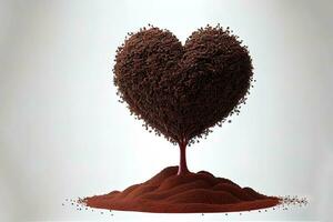 Excellent Hearts tree and pile of fertile soil isolated photo