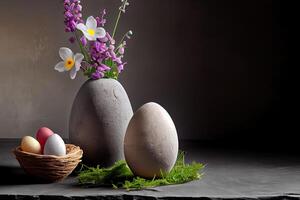 Natural dyed easter eggs. Happy Easter. photo