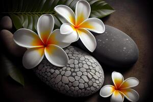 Still life spa setting with pink stone . photo