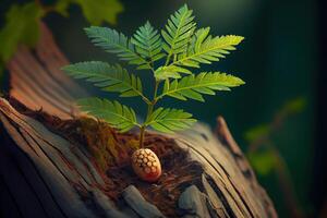 pequeño racimo de vegetación en el bosque. generativo ai foto