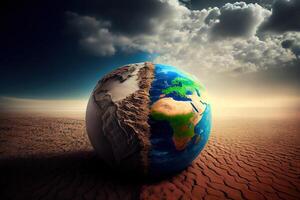 Concept on ecology, global warming, science, education. photo