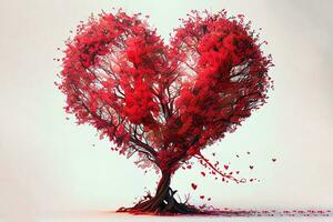 maravilloso rojo amor árbol corazón conformado foto