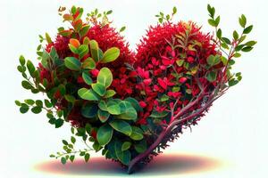 Amazing Red heart on bush or shrub photo