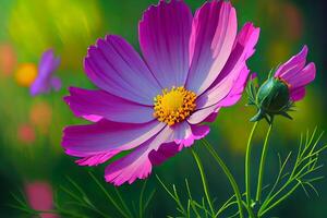 Beautiful cosmos flower in the garden. photo