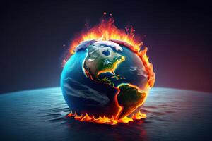 Overheating planet earth global warming campaign mixed media. photo