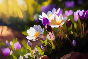 Springtime. Spring Flowers in Sunlight. photo