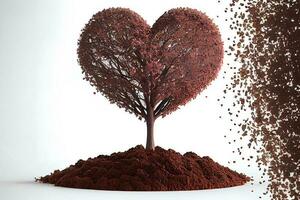 Exceptional Hearts tree and pile of fertile soil isolated photo