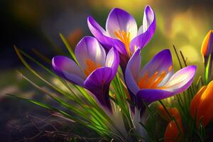 Realistic colourful flowers background. photo