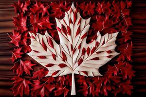 Canada day background with watercolor leaves. photo