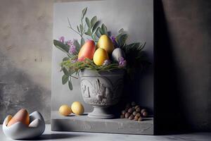 Natural dyed easter eggs. Happy Easter. photo