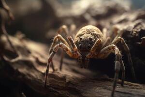 un de cerca ver de un araña en un natural ambiente. el arácnido en el bosque. generativo ai foto