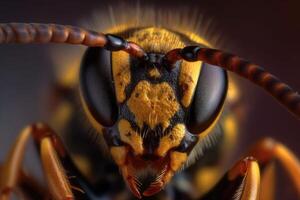 The wasp head. A striking macro shot. photo