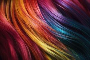 hermosa arco iris pelo antecedentes. sano suave brillante cabello. generativo ai foto