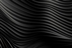 Glossy black wavy texture. Glowing wallpaper with abstract shapes. Background with curvy shapes. Generative AI photo
